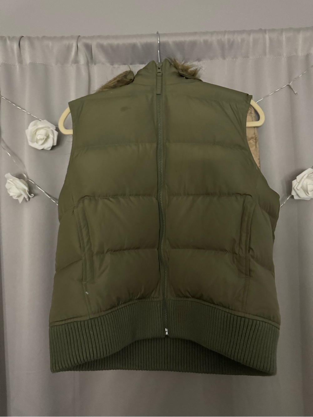 Olive Green Quilted Puffer Vest
